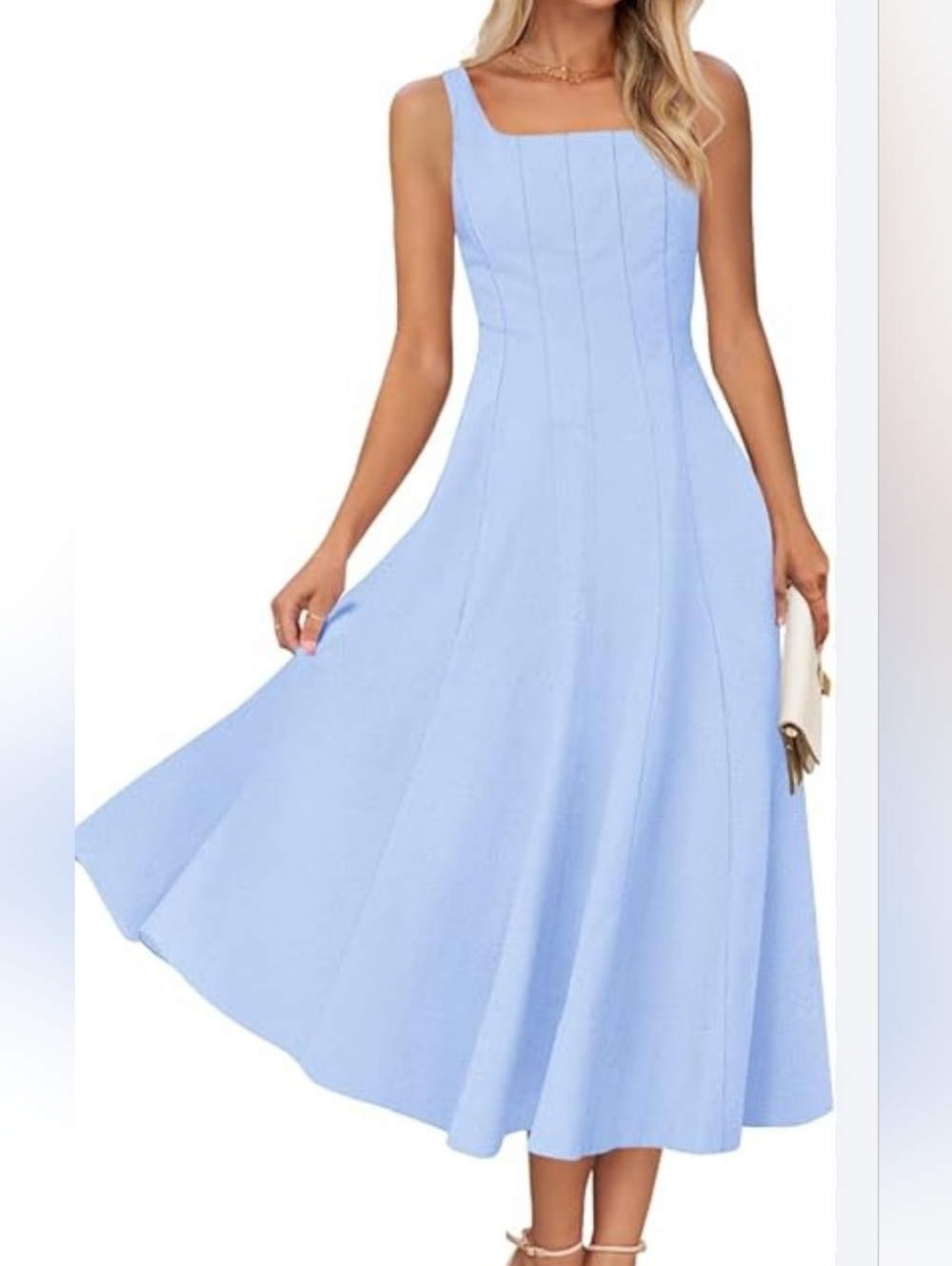 LIKE NEW!! Square Neck Light Blue Maxi Dress by Merokeety. Size M